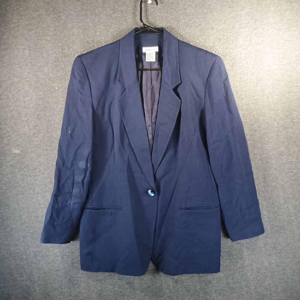 Talbots Blazer Women 12 Aberdeenā Navy Knit Preppy Dark Academia Career Classic